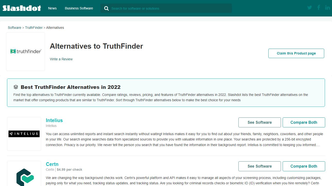 Top TruthFinder Alternatives in 2022 - slashdot.org